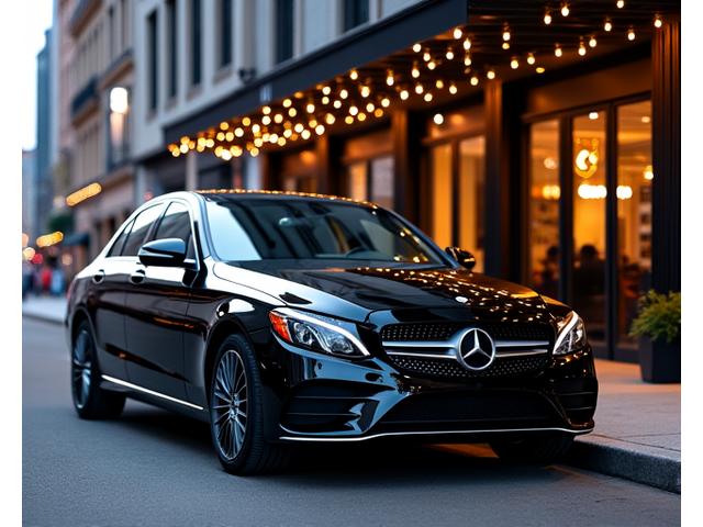 Mercedes C-Class in front of a luxury hotel in downtown Toronto